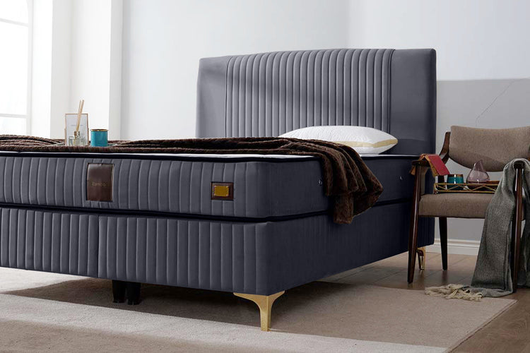 Pat Melia 160 x 200 , tapitat, culoare antracit