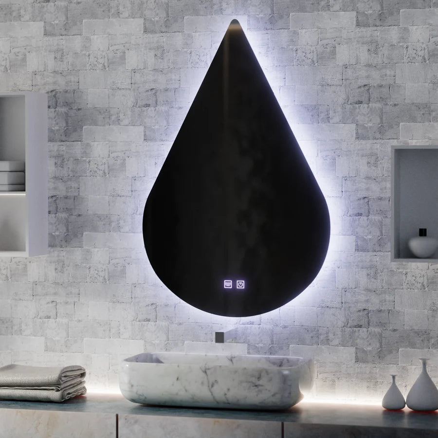 Oglinda LED Touch River, 52W, Sistem Dezaburire, 80X120cm, Forma de Picatura