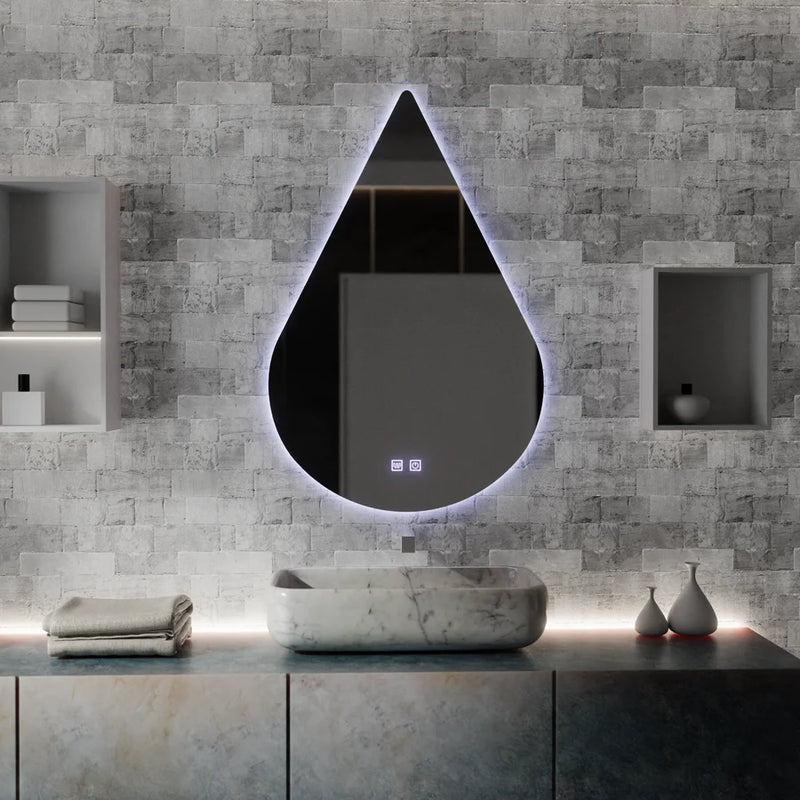 Oglinda LED Touch River, 52W, Sistem Dezaburire, 80X120cm, Forma de Picatura-5