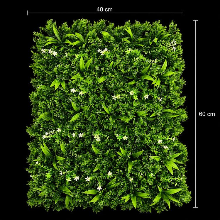 Planta Artificială Panou de Gard Viu Frunze de Piersic Mix, 40 x 60 cm, Verde