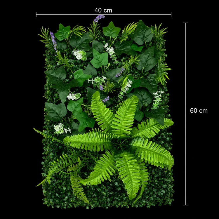 Planta Artificială Panou de Gard Viu Lavandă și Frunze Mixte, 40 x 60 cm, Verde