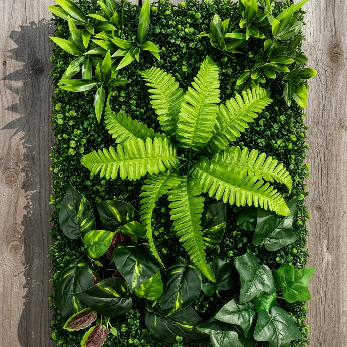 Planta Artificială Panou de Gard Viu Mix Frunze de Piersic si Frunze Mixte, 40 x 60 cm, Verde
