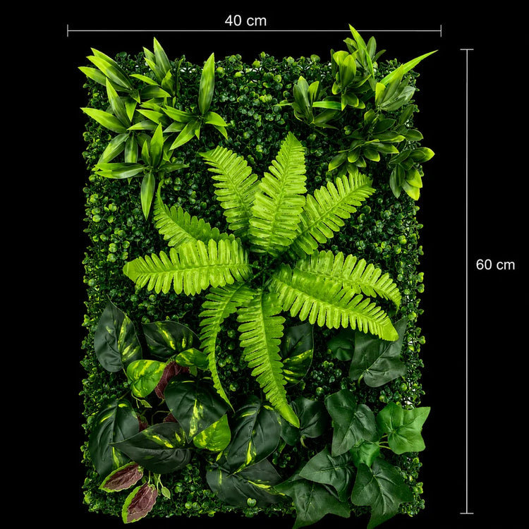Planta Artificială Panou de Gard Viu Mix Frunze de Piersic si Frunze Mixte, 40 x 60 cm, Verde