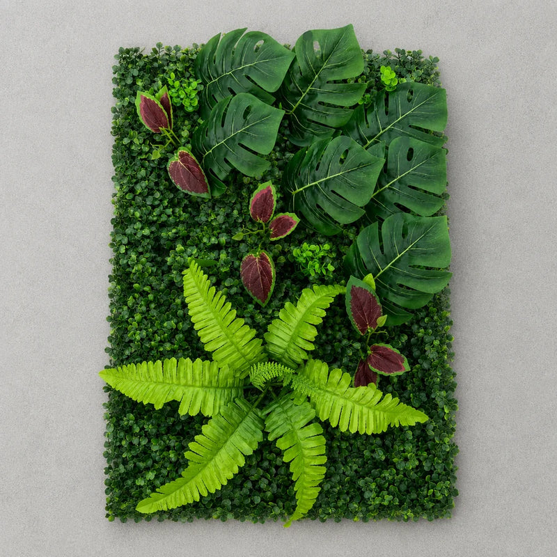 Planta Artificială Panou de Gard Viu Mix Monstera, 40 x 60 cm, Verde-1