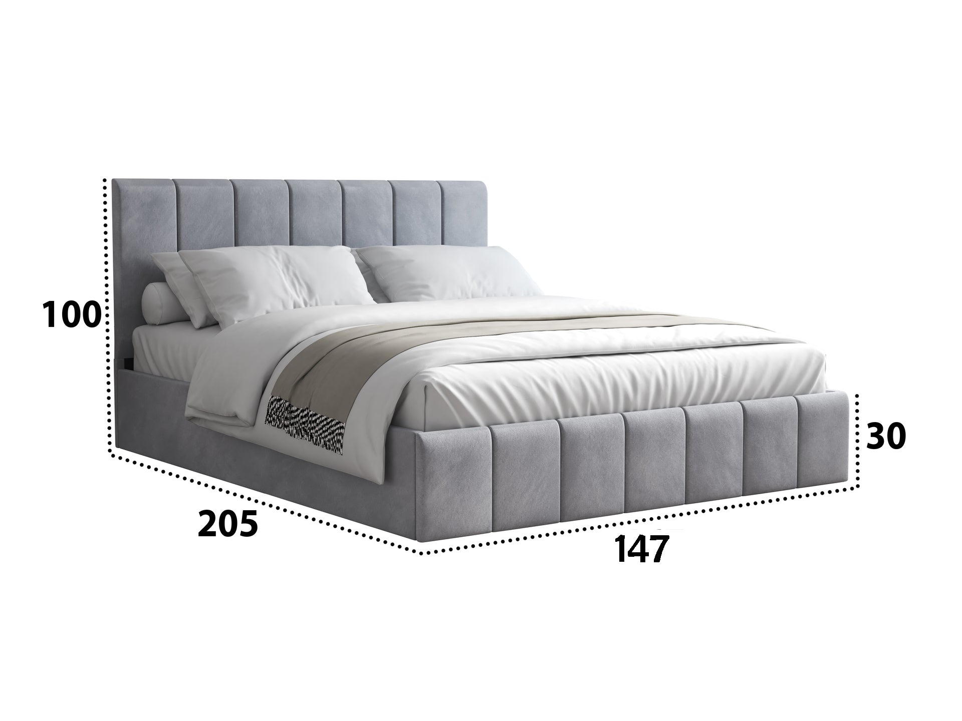 Pat Cozy, 140x200 cm, gri deschis, suport saltea din PAL