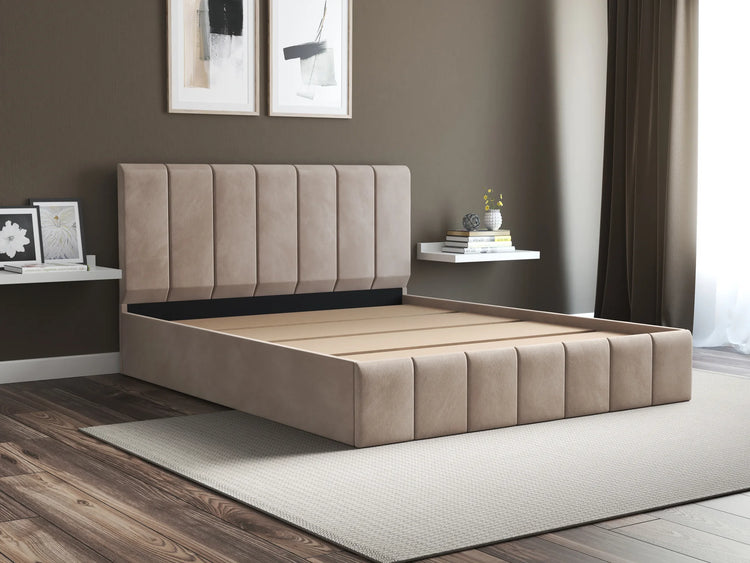 Pat Cozy, 160x200 cm, cappucino, suport saltea din PAL