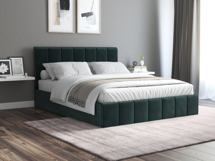 Pat Cozy, 160x200 cm, verde, suport saltea din PAL