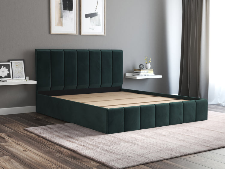 Pat Cozy, 160x200 cm, verde, suport saltea din PAL