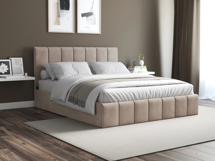 Pat Cozy, 160x200 cm, cappucino, suport saltea din PAL