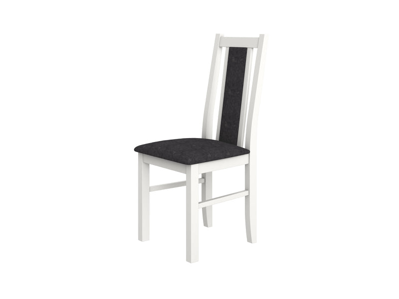 Scaun din lemn masiv de fag tapitat cu stofa S-38 Boss14 B24B, alb-2