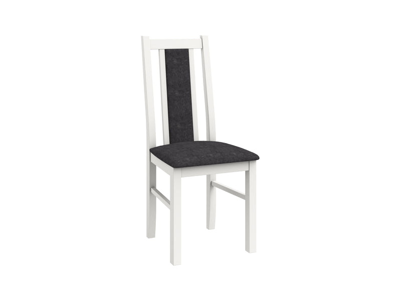 Scaun din lemn masiv de fag tapitat cu stofa S-38 Boss14 B24B, alb-1