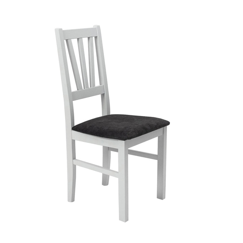 Scaun din lemn masiv de fag tapitat cu stofa s-38 boss5 b24z, alb-2