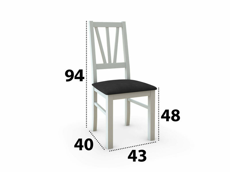 Scaun din lemn masiv de fag tapitat cu stofa s-38 boss5 b24z, alb-7
