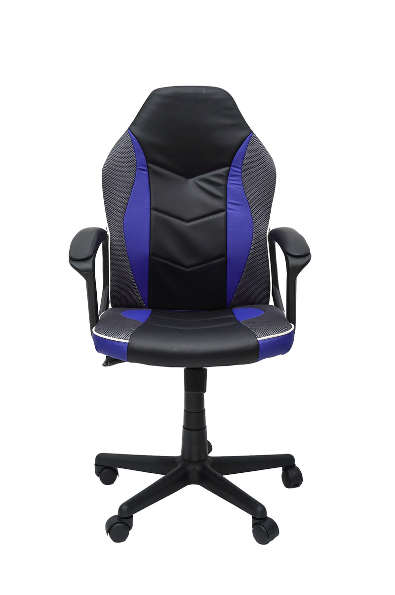 Scaun birou S-226, albastru/negru, piele ecologica/mesh textil-1