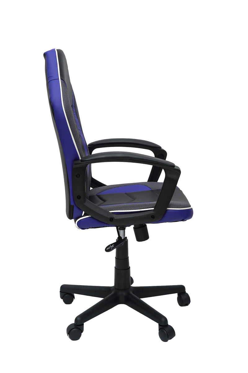 Scaun birou S-226, albastru/negru, piele ecologica/mesh textil-3