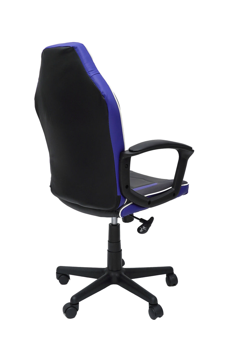 Scaun birou S-226, albastru/negru, piele ecologica/mesh textil-4