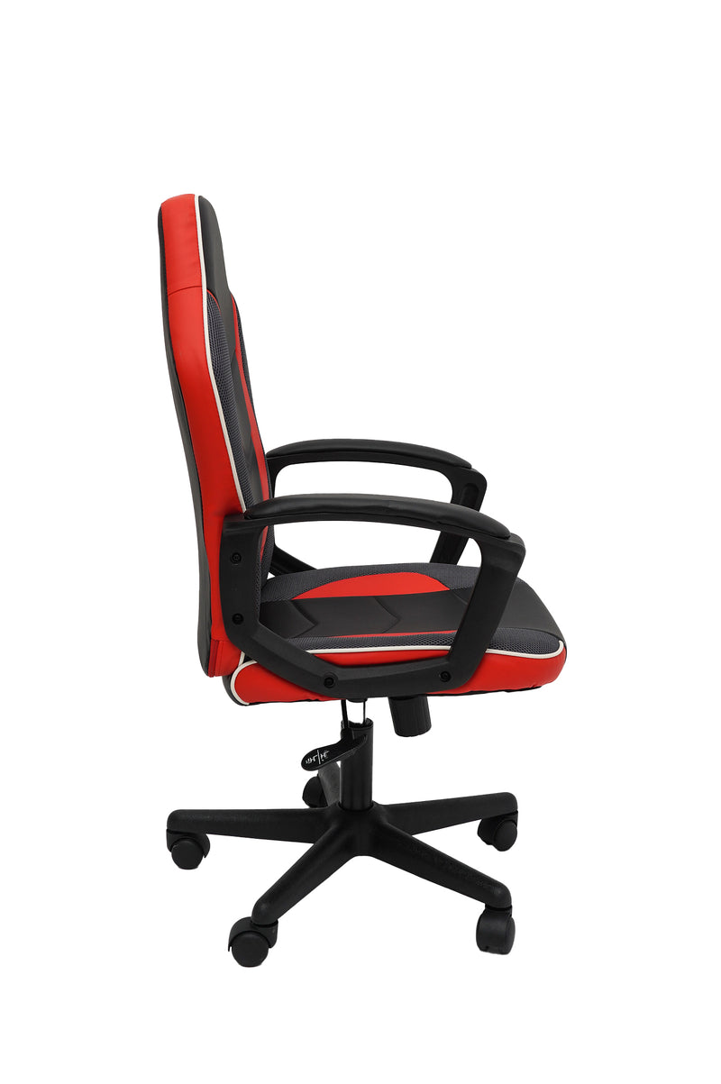 Scaun birou S-226, rosu/negru, piele ecologica/mesh textil-4