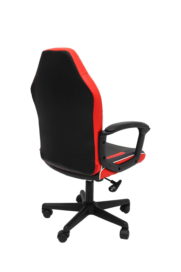 Scaun birou S-226, rosu/negru, piele ecologica/mesh textil