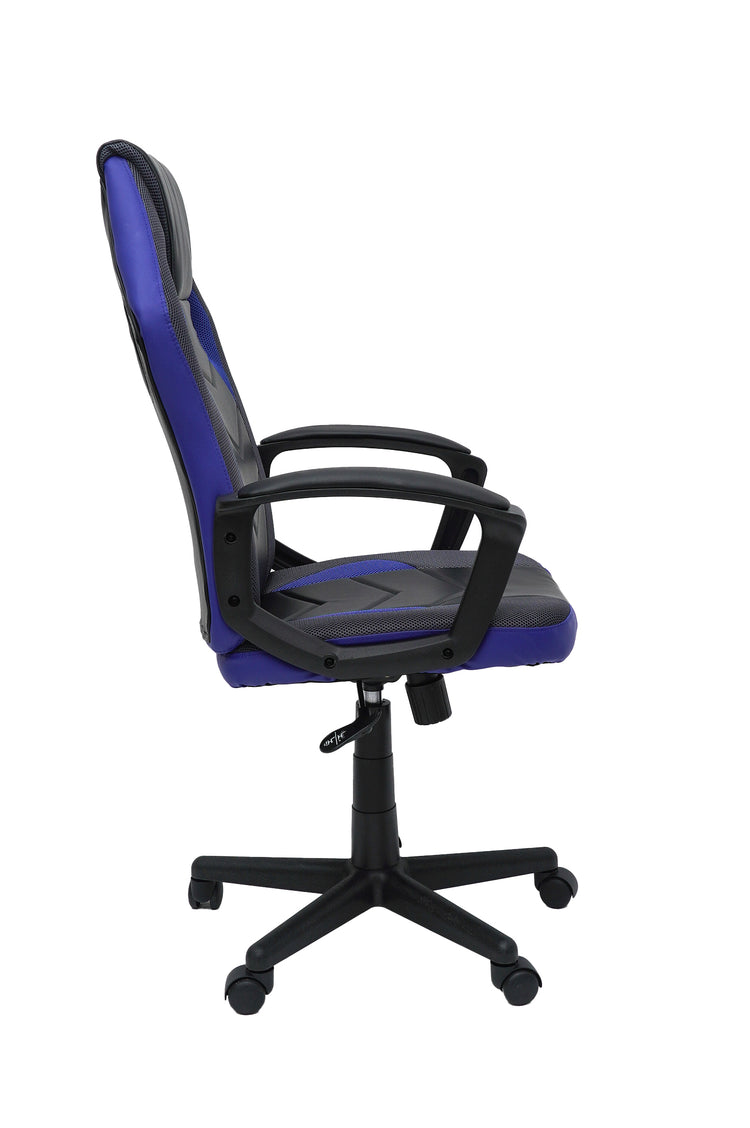 Scaun birou S-227, albastru/negru, piele ecologica/mesh textil