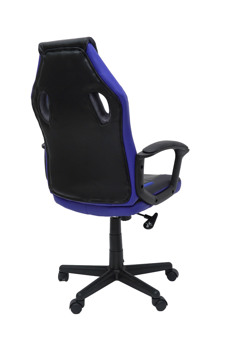 Scaun birou S-227, albastru/negru, piele ecologica/mesh textil