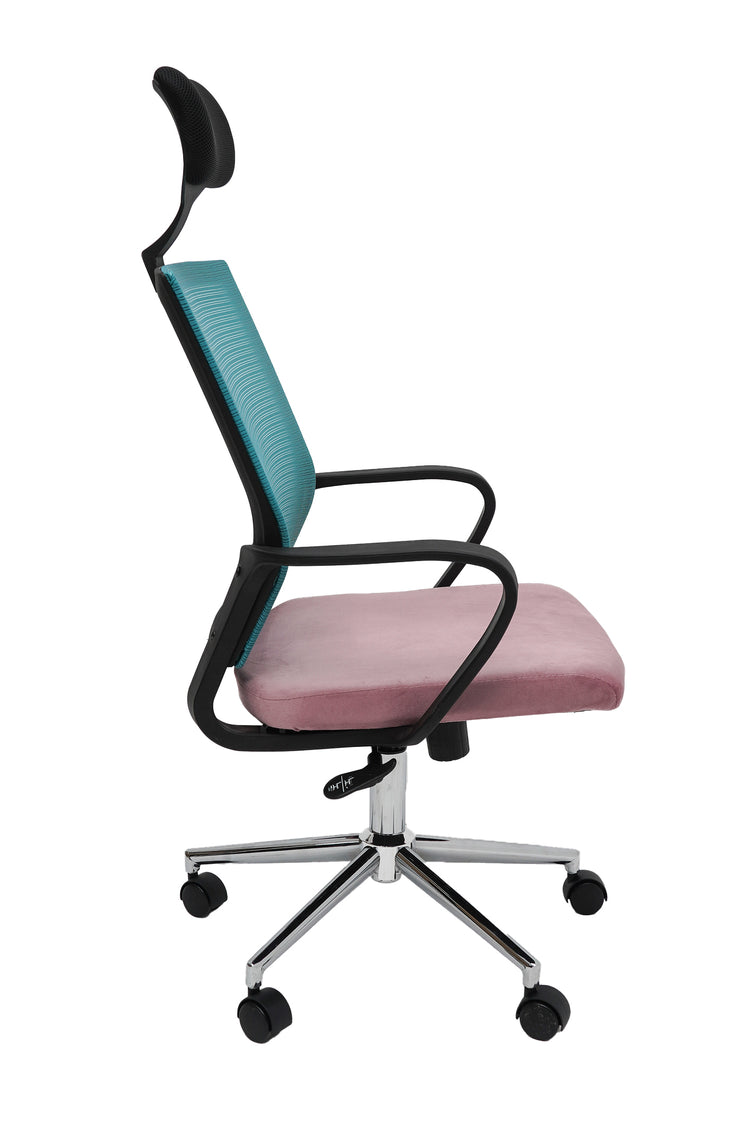 Scaun birou S-231, albastru/roz, mesh textil