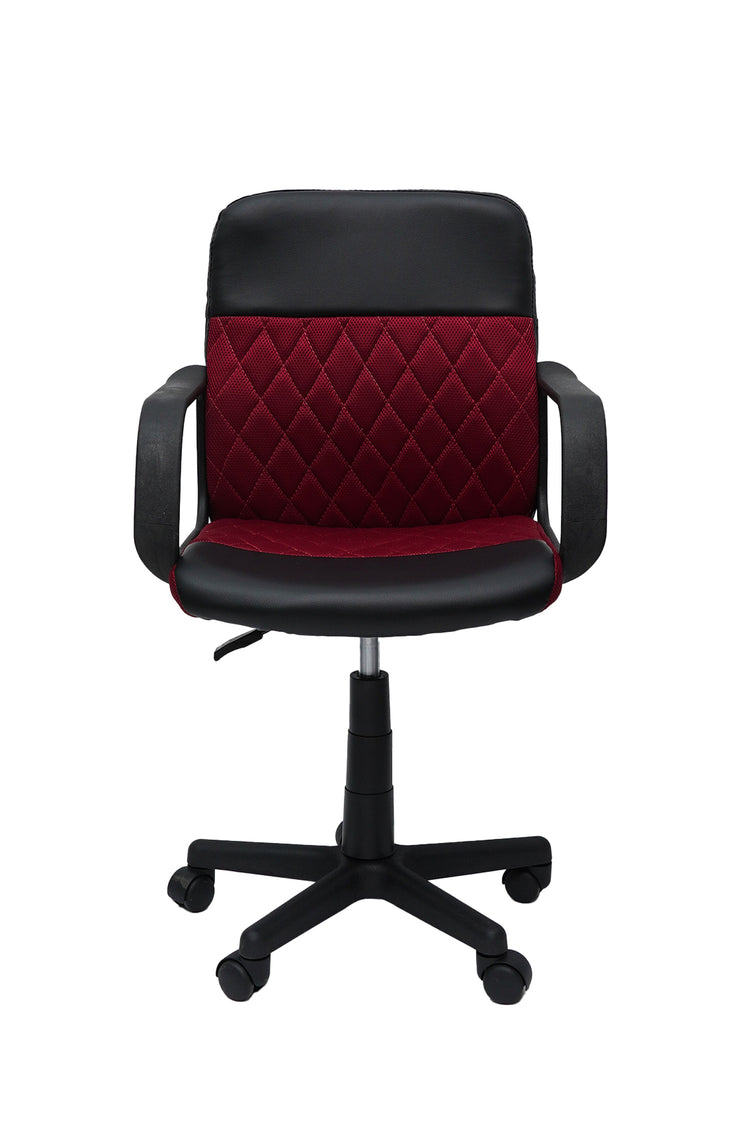 Scaun birou S-228, rosu/negru, piele ecologica/mesh textil