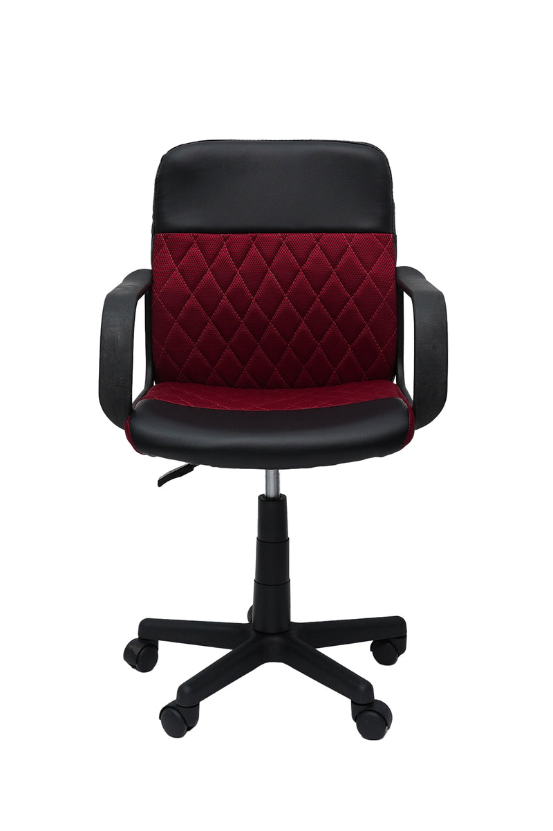Scaun birou S-228, rosu/negru, piele ecologica/mesh textil-1