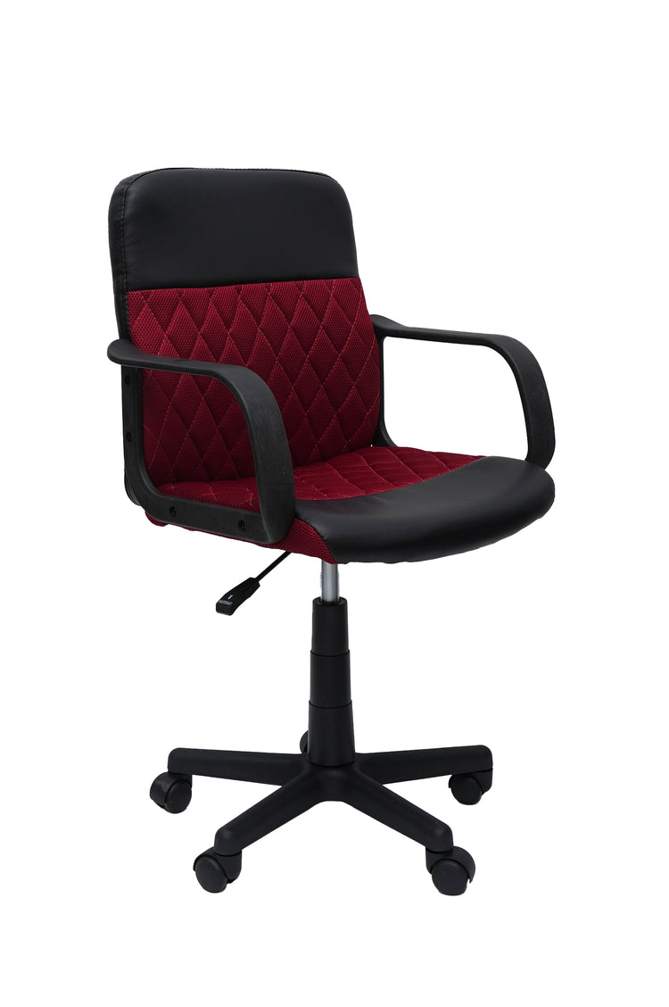 Scaun birou S-228, rosu/negru, piele ecologica/mesh textil