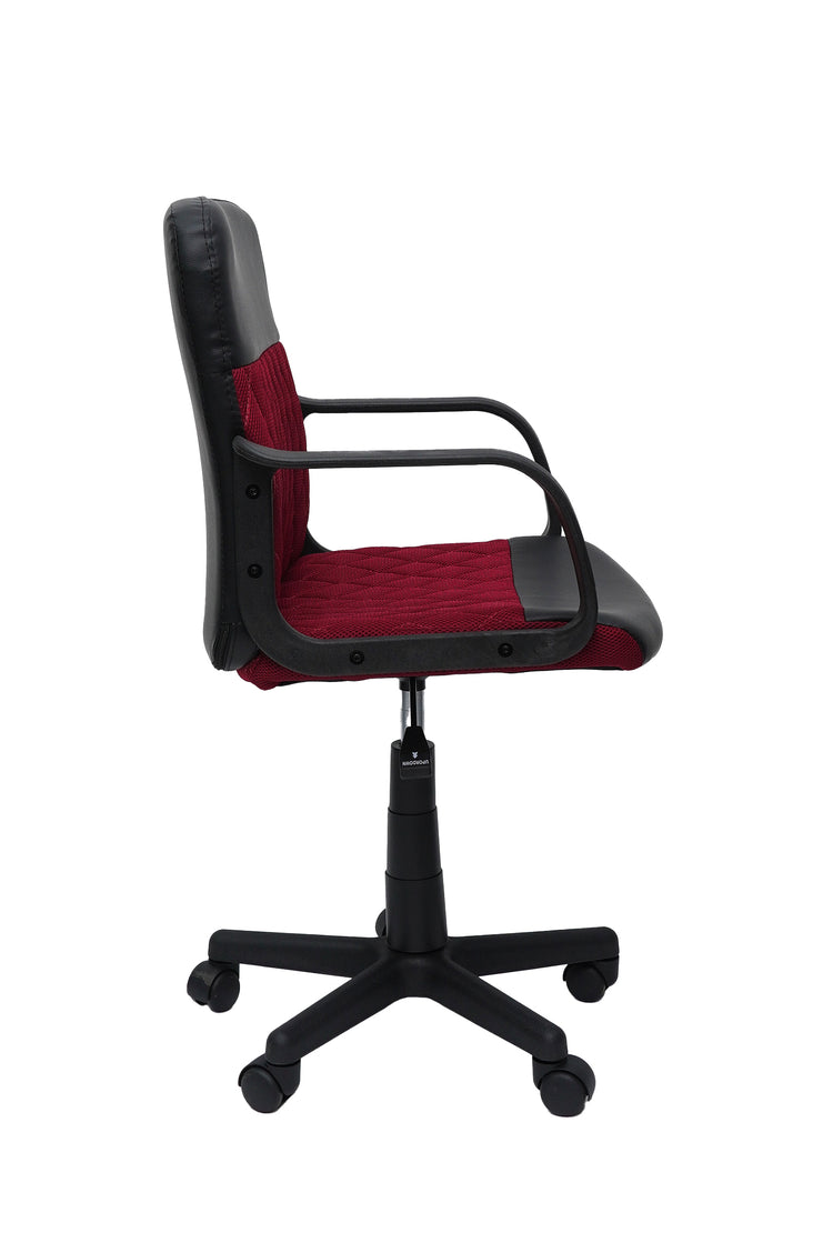 Scaun birou S-228, rosu/negru, piele ecologica/mesh textil