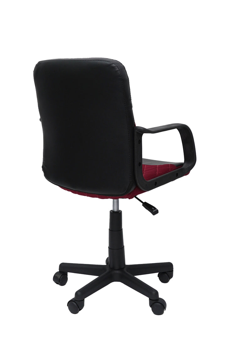 Scaun birou S-228, rosu/negru, piele ecologica/mesh textil