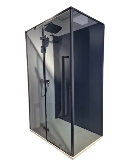 Cabina dus dreptunghiulara, geamuri de 8mm cu usa pe balama profil negru, 120 x 80 x 193 cm