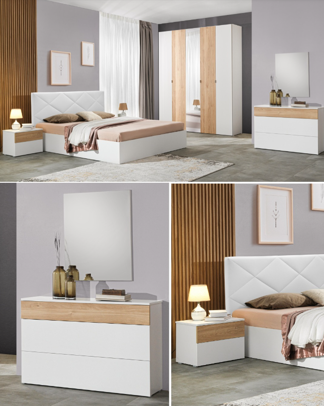 Dormitor Patrizia, Alb/Sonoma