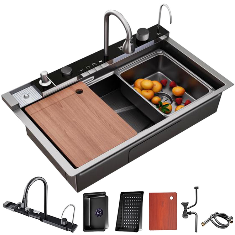 Set chiuveta bucătărie SMART inox 75x45 cm cu baterie inclusă – finisaj lucios/texturat