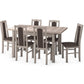 Set masa extensibila 120x150cm cu 6 scaune tapitate, mb-13 max5 si s-37 boss7 s6, sonoma, lemn masiv de fag, stofa