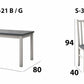 Set masa extensibila 140-180x80 cm cu 4 scaune tapitate, mb-21 modena1 si s-38 boss10 b11, alb/grafit, lemn masiv de fag, stofa