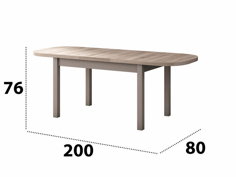 Set masa extensibila 160x200cm cu 4 scaune tapitate, mb-12 venus1 si s-37 boss7 s6, sonoma, lemn masiv de fag, stofa