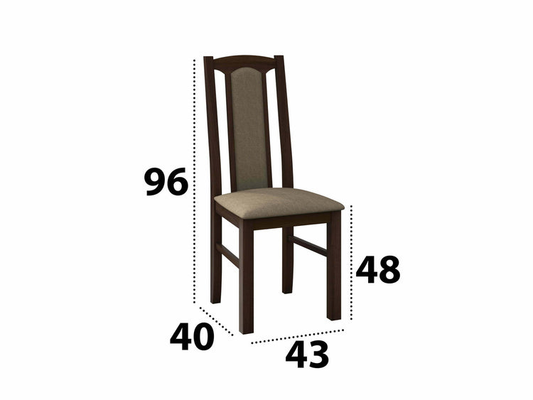 Set masa extensibila 160x200cm cu 6 scaune tapitate, mb-12 venus1 si s-37 boss7 30B, nuc, lemn masiv de fag, stofa