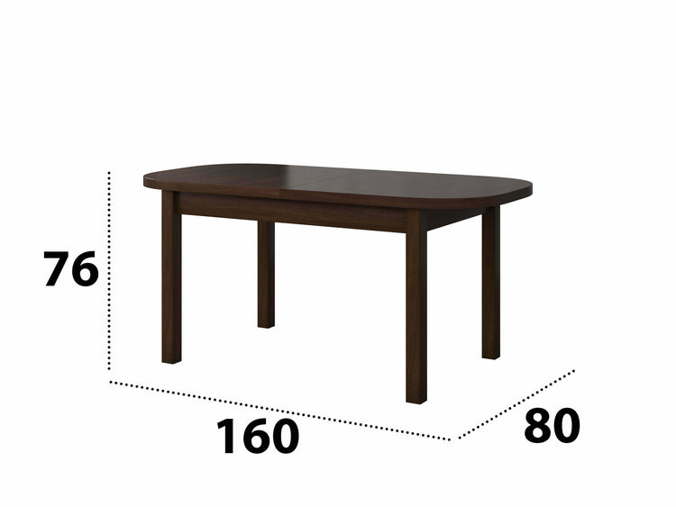 Set masa extensibila 160x200cm cu 6 scaune tapitate, mb-12 venus1 si s-37 boss7 30B, nuc, lemn masiv de fag, stofa