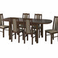 Set masa extensibila 160x200cm cu 6 scaune tapitate, mb-12 venus1 si s-37 boss7 30B, nuc, lemn masiv de fag, stofa