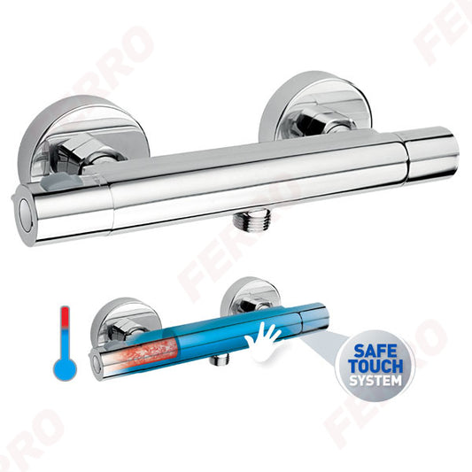 Trinity - Baterie termostatata perete dus, crom