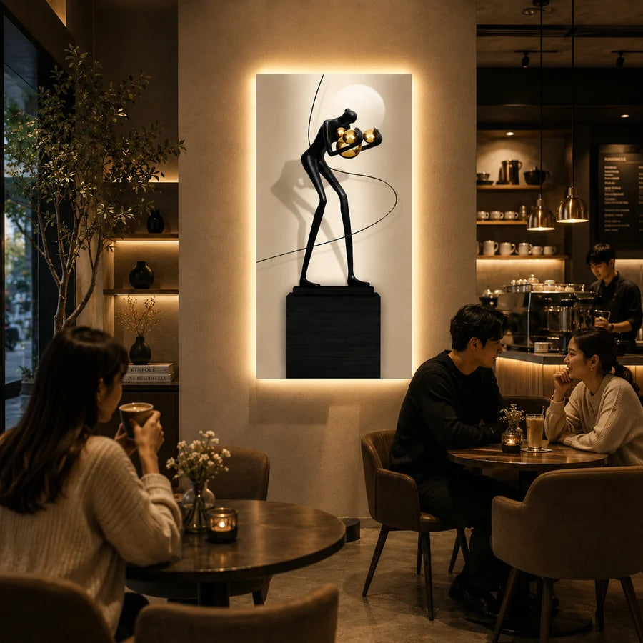 Tablou Decorativ cu Iluminare LED Dansul Sferelor, 60 x 120 cm, 24W, Lumina Neutra, Aliaj de Aluminiu si MDF-6