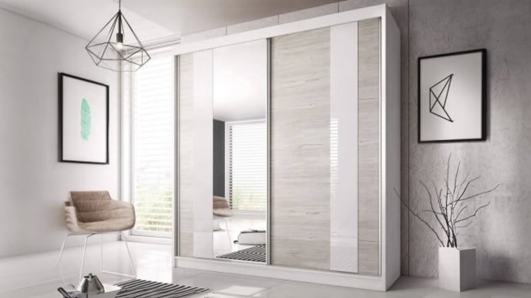 Dressing Ovidiu 32, 183x218x61 cm, culoare alb/gri
