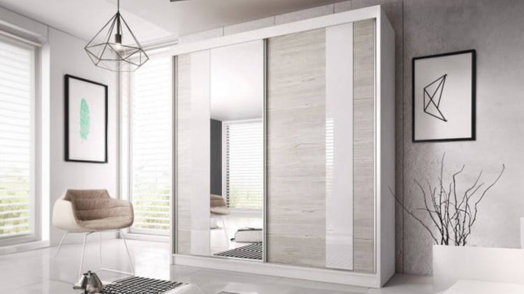 Dressing Ovidiu 32, 203x218x61 cm, culoare alb/gri