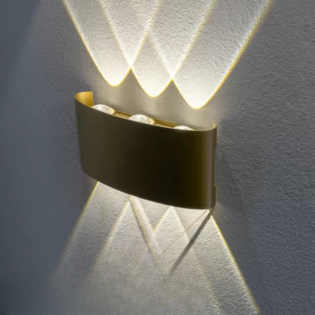Aplică LED  de Exterior Senseni, 6W, Metal, Auriu