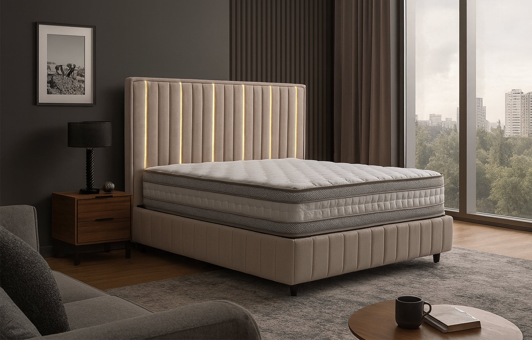 PAT VELORIA 160X200 CAPPUCINO - SOMIERA METALICA RABATABILA SI SALTEA