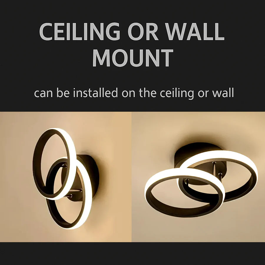 Lustra LED VERTEX CIRCULA 21W, 2 Cercuri, Rame Metalice, lumina Rece/Calda/Neutra, Negru