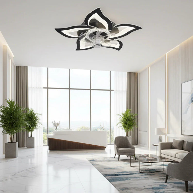 Lustra LED Ventilator ANEMO cu Telecomanda, 49W, D85cm, Lumina Rece/Neutra/Calda, Metal si Plastic, Negru