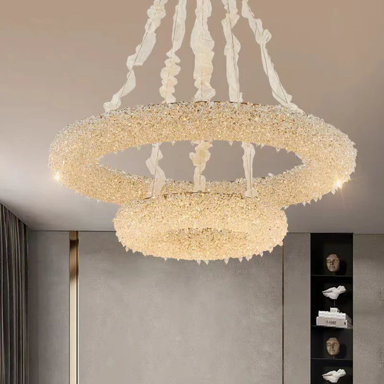 Candelabru Cristal, PRAGA Imperio, 80W, Diametru 71cm, Lumina Rece/Calda/Neutra, Auriu, Inaltime Reglabila