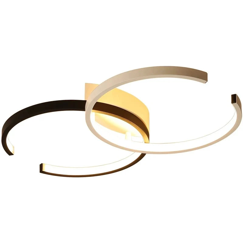 Lustra LED cu telecomanda VECTOR SEMIARC 40W, 2 Elemente, lumina Rece/Calda/Neutra, Dimabila, Negru Alb