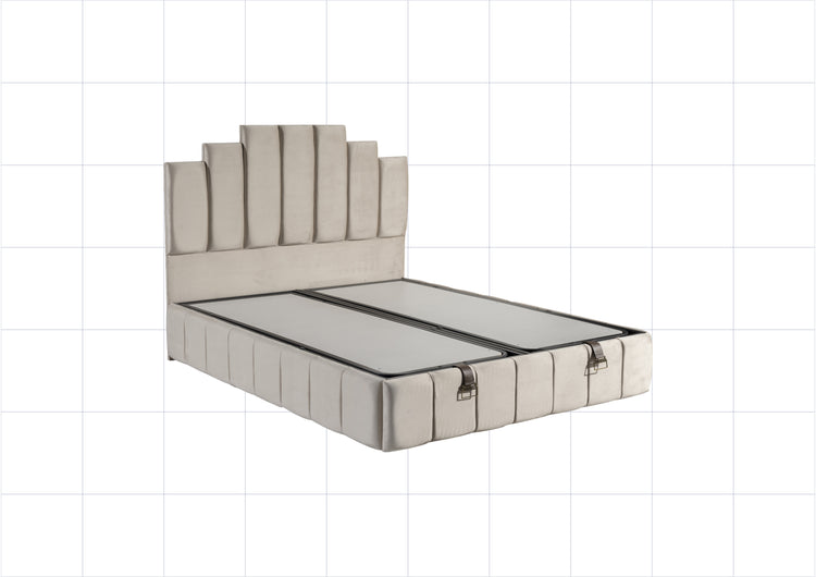 Pat Hango, 160x200 cm, cappuccino, cu saltea si somiera metalica rabatabila